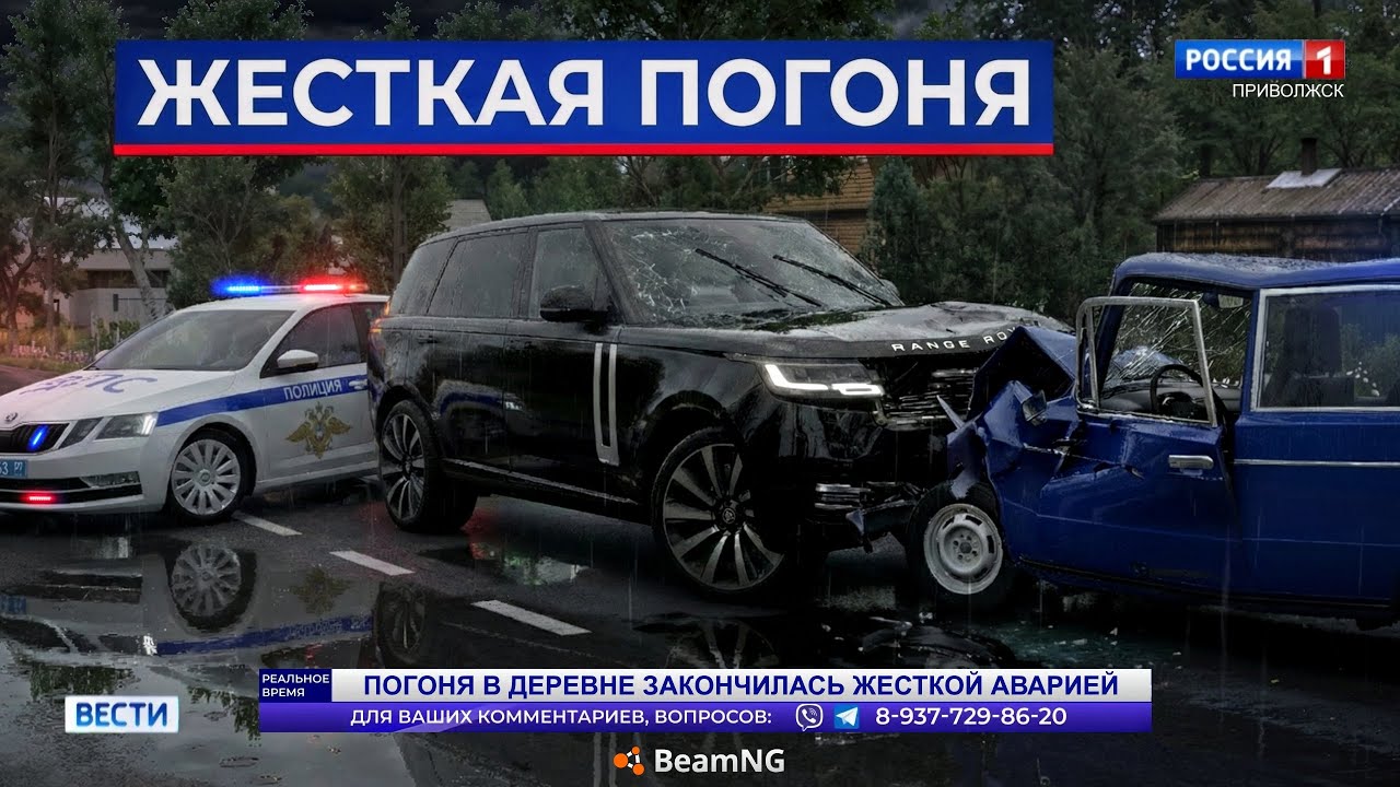 ЖЕСТКАЯ ПОГОНЯ в ДЕРЕВНЕ... ОТ МЕНЯ НЕ УЙТИ! (BeamNG)