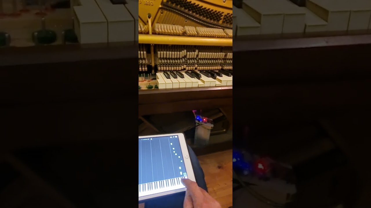 First test of electronic player piano mechanism inside a real piano #arduino #piano #playerpiano