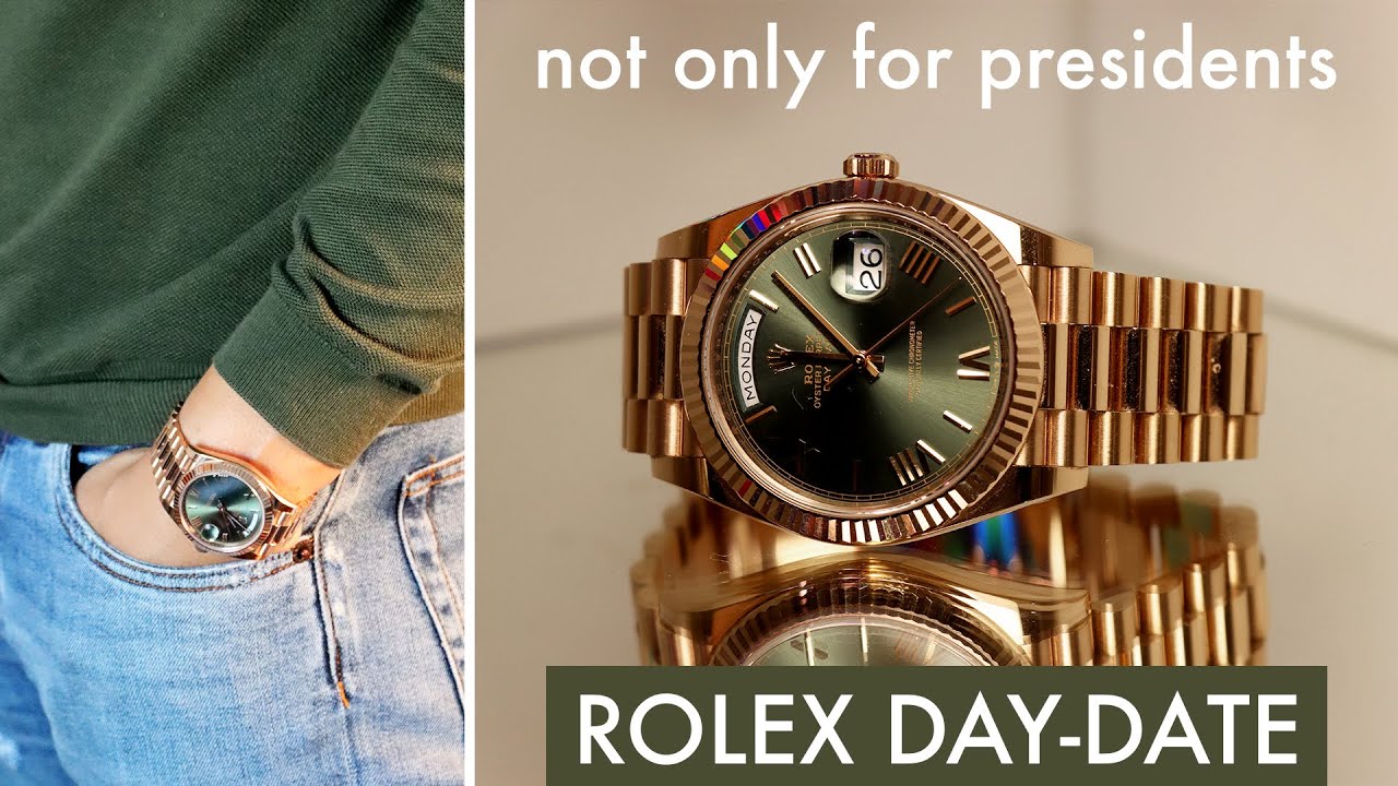 Обзор часов Rolex Day Date с циферблатом цвета розового золота и оливково-зеленого оттенка | Role...