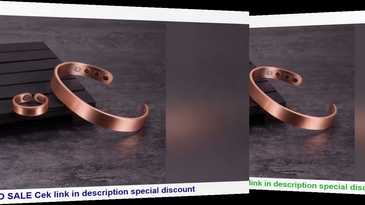Matte Jewelry-Set Magnetic Pure Copper Bracelet Ring Cuff Adjustable Bangle Health Energy Simple Jew