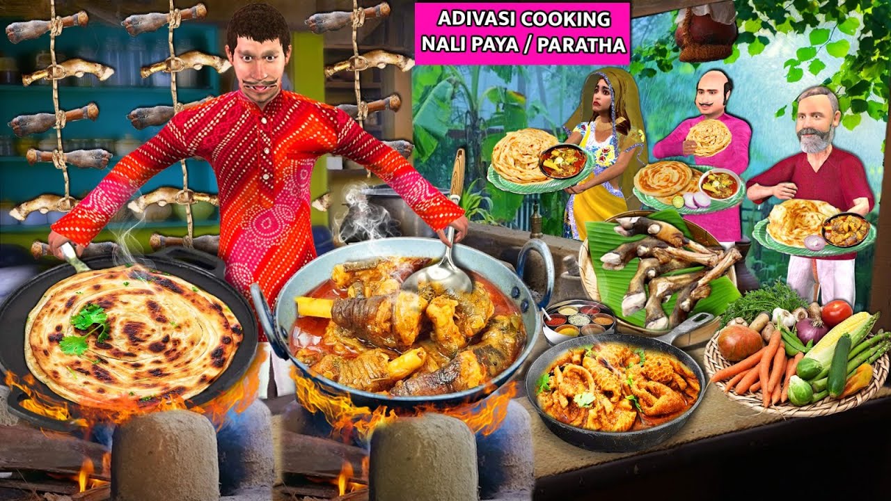 Nalli Paya Paratha Street Food Cooking Recipe by Adivasi Hindi Kahaniya Hindi Stories Moral Stories