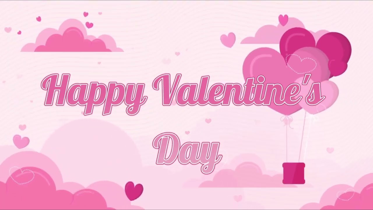 Happy Valentines Day background loop 1hr pink with hearts.