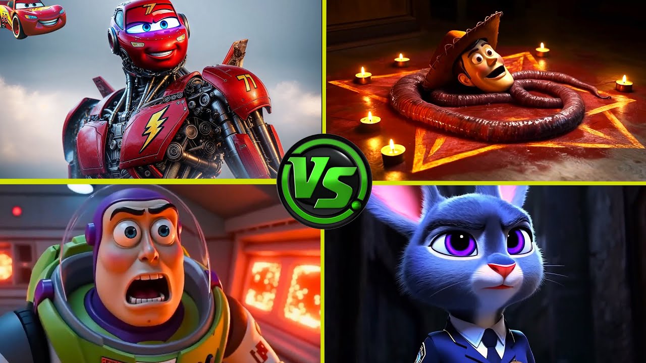 Robo Mcaqueen.exe 🆚 Woody Monster.exe 🆚 Lightyear.exe 🆚 Zootopiya.exe - Spinning Whee