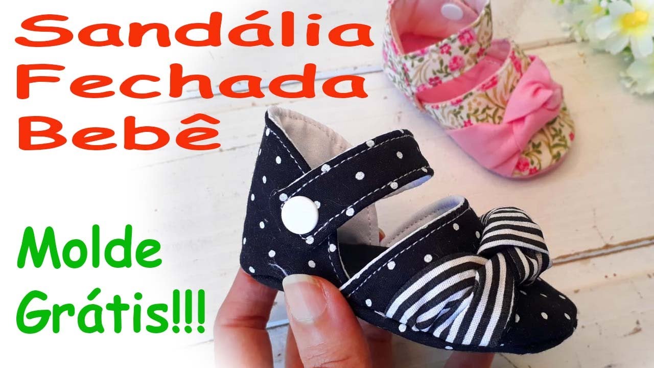 Como Fazer Sandália Para Bebê Modelo  Fechada (molde grátis)