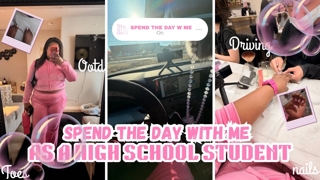 SPEND THE DAY W/ME AS A HIGH SCHOOL STUDENT🎀 | driving, nails, toes, school vlog, friends, and etc.