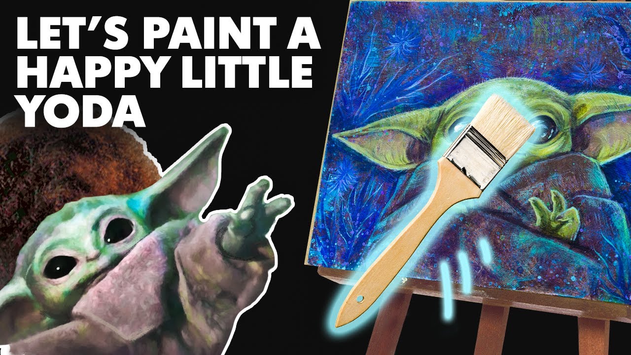 GIVEAWAY Baby Yoda acrylic portrait | How to paint Baby Yoda | Star Wars The Mandalorian Fan art
