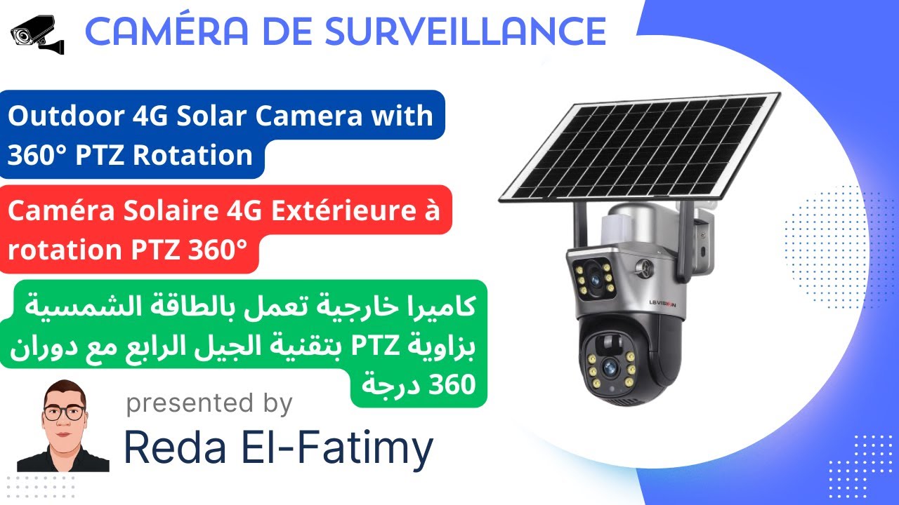 Outdoor 4G Solar Camera with 360° PTZ Rotation |Caméra Solaire 4G Extérieure à rotation PTZ 360°