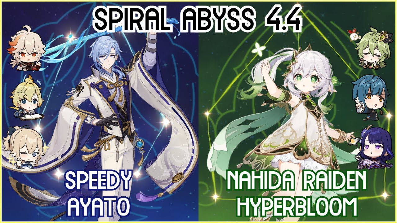 C0 Speedy Ayato & Nahida Raiden Hyperbloom - Spiral Abyss 4.4 Floor 12 Full Star Clear