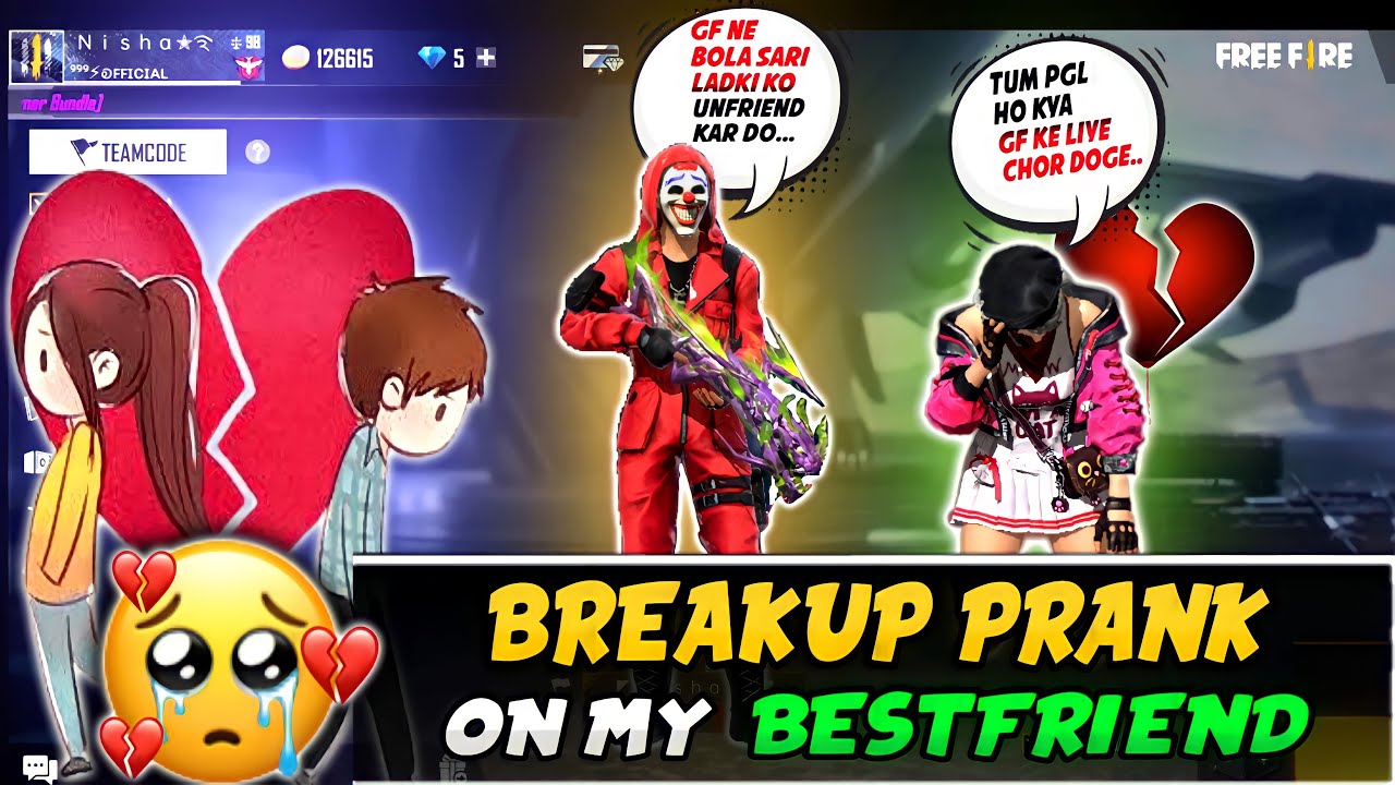 Breakup Prank On My friend Freefire 💔 || Gone Emotional 🥺 || Garena Freefire @TondeGamer