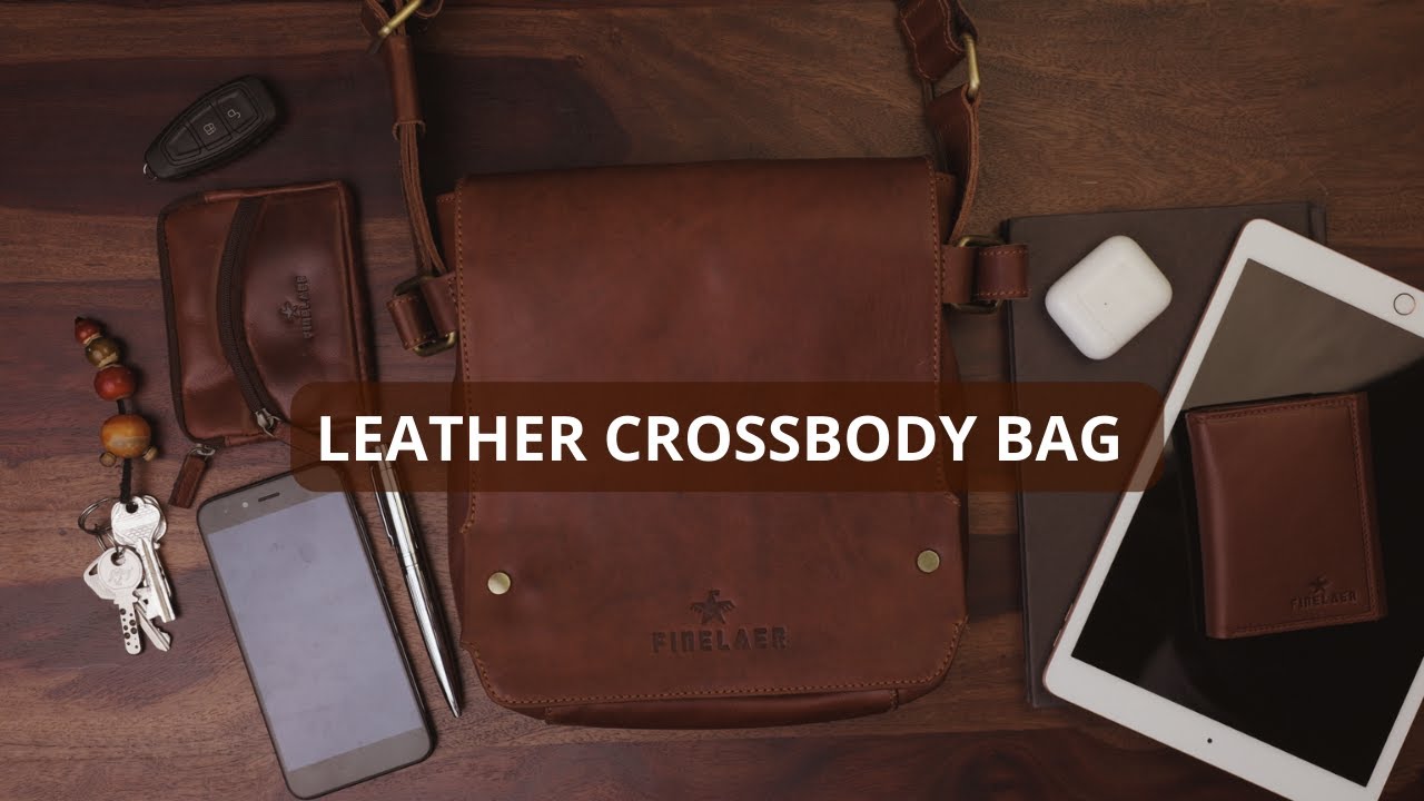 Finelaer | Leather Flap Over Unisex Crossbody Bag | Messenger Purse