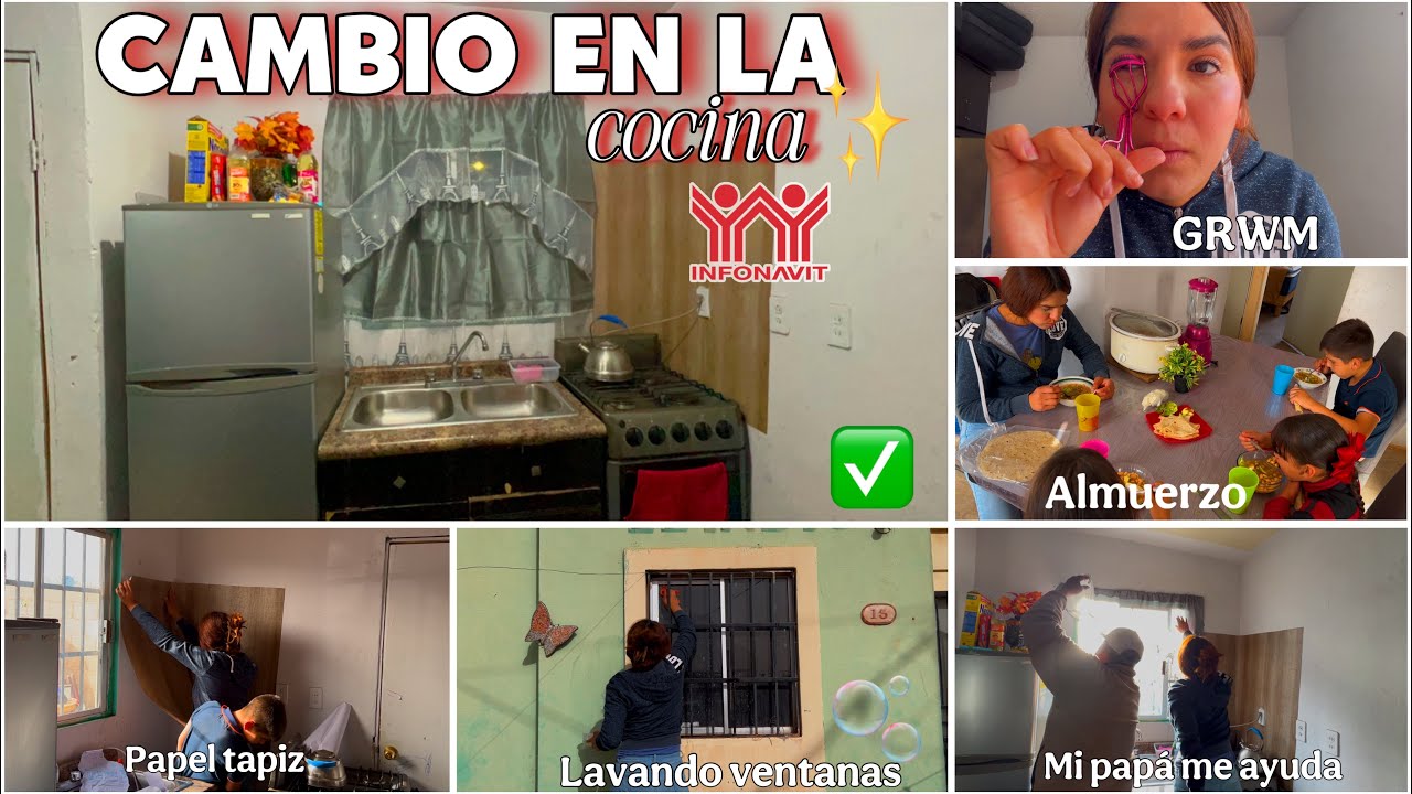 pequeño CAMBIO en la COCINA✔️✨/pusimos las CORTINAS🪟y PAPEL tapiz+LIMPIEZA EN 🫧🧽VENTANAS+ almuerzo🥘