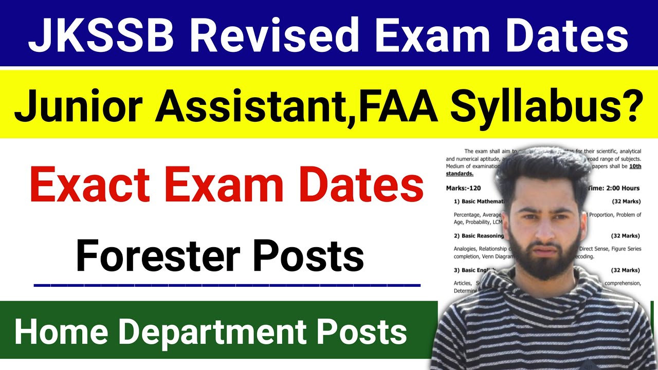 JKSSB Revised Exam Dates - Junior Assistant Syllabus | JKSSB Forester Posts | JKSSB Exact Exam Dates