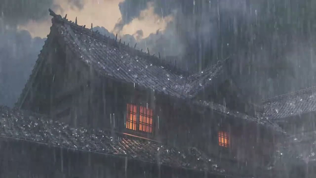 Relax and Sleep Better with Heavy Rain and Thunder on a Cozy Roof at Night