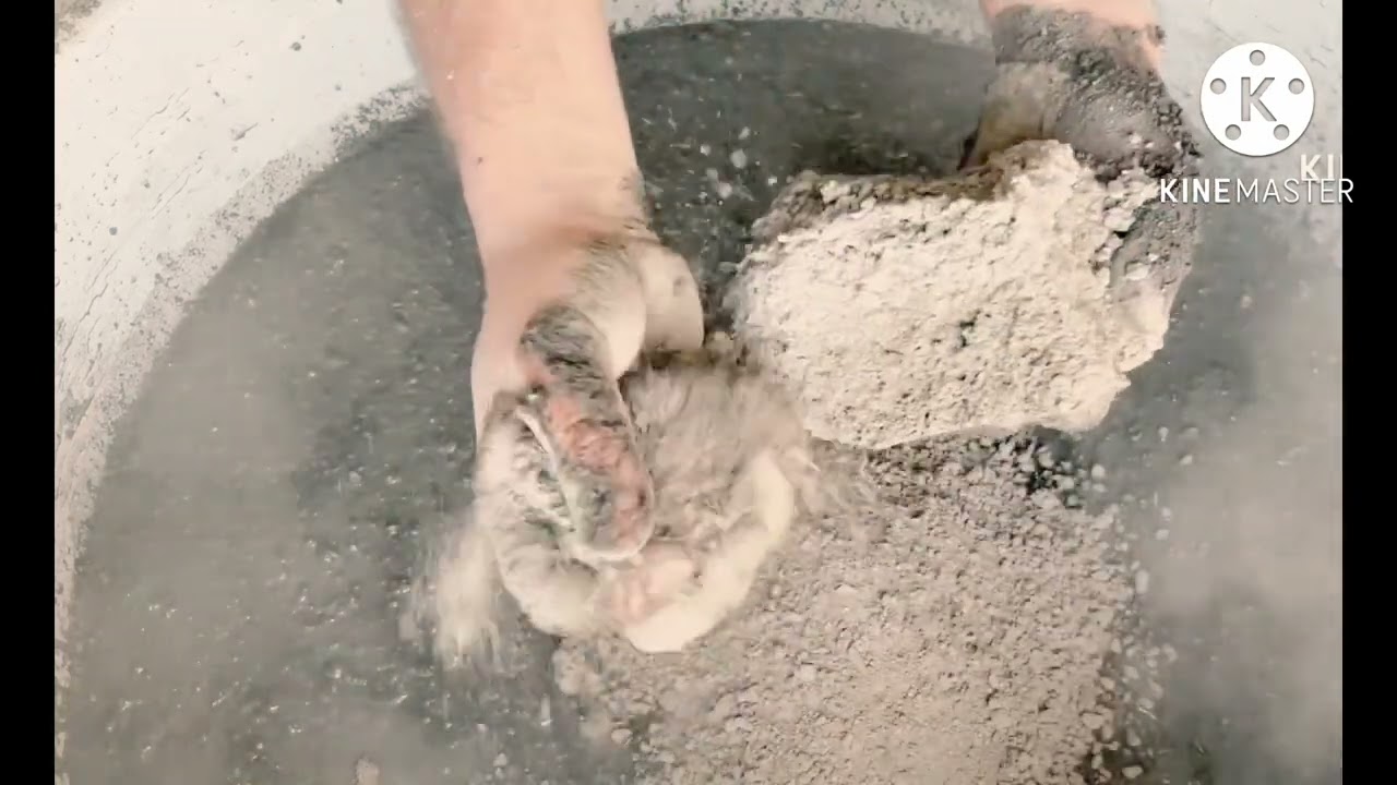 AS ASMR / Gritty sand cement crumbing in water #charcoal ashes#asmrcommunity
