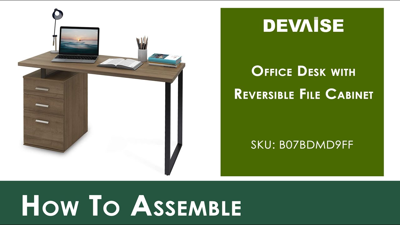 DEVAISE Office Desk with Reversible File Cabinet Assemble Video