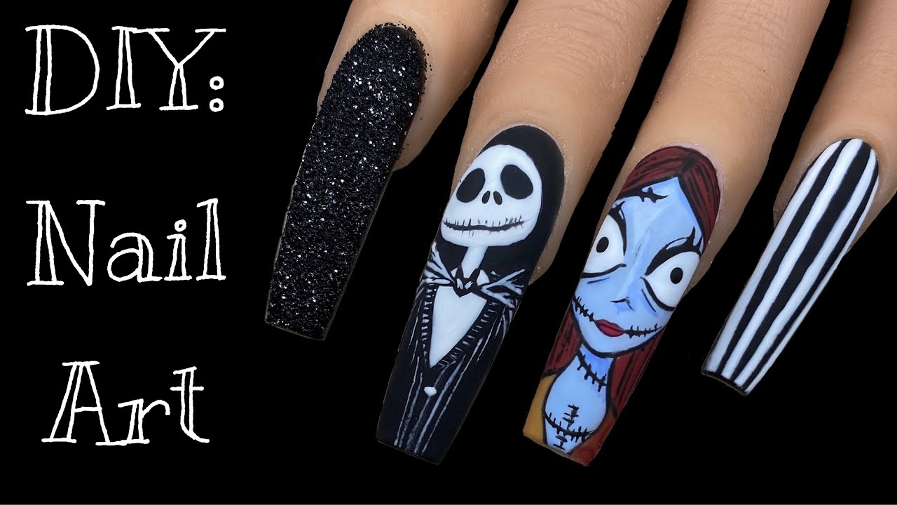 How To : Nightmare Before Christmas Nail Art | Handpainted Nails | Halloween Nails