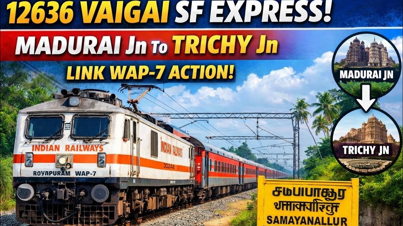 12636 Vaigai SF Exp Chennai Egmore Upto Trichy Jn Journey Part 1 Video Capture Upto Samayanallur...