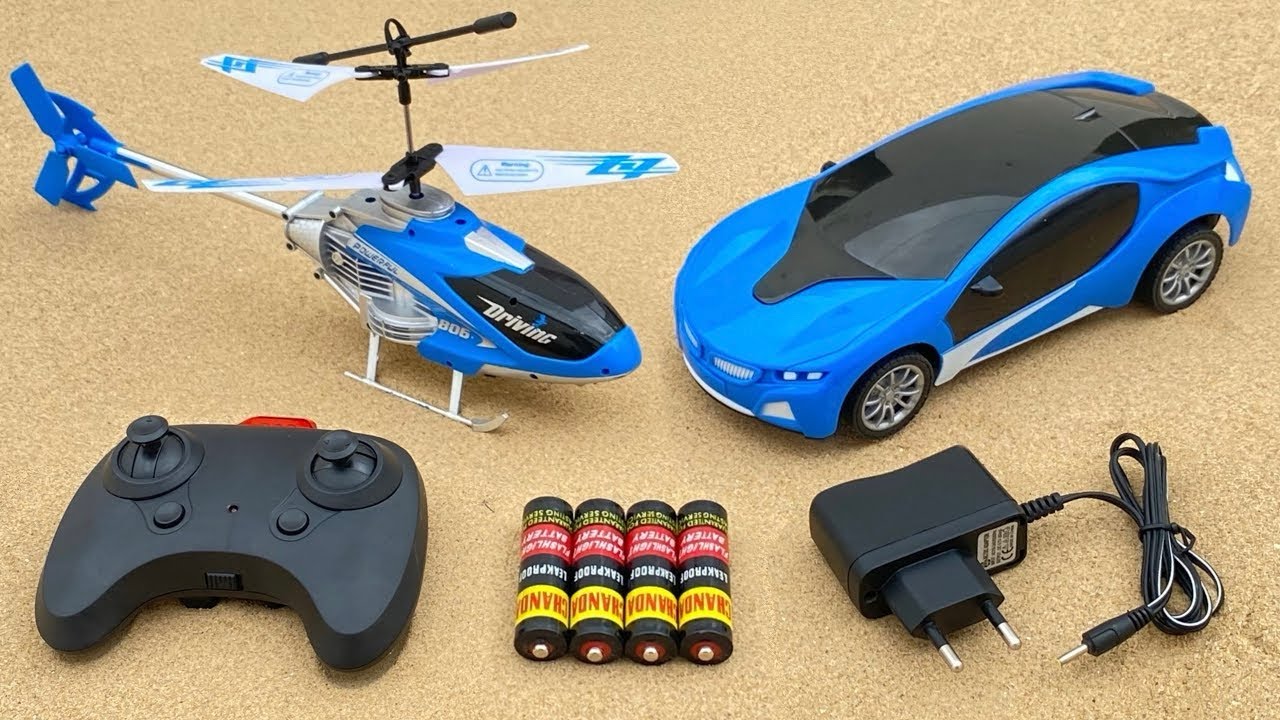Flying RadioControl RC Helicopter and 3D Light RC Car with a380 Model Airline Unboxing and Testing 😍