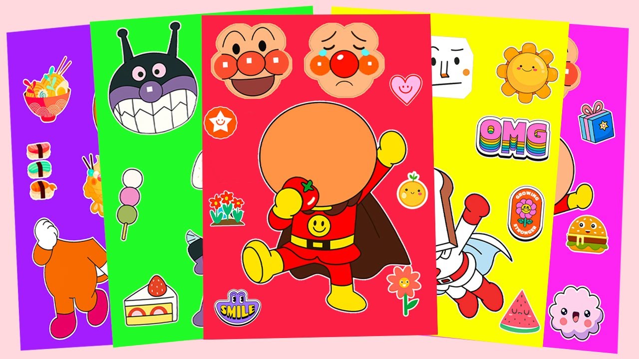 【癒しASMR】アンパンマン🍞と一緒にシールを飾ってはがす🎧 Relaxing Sticker Book Fun with Anpanman