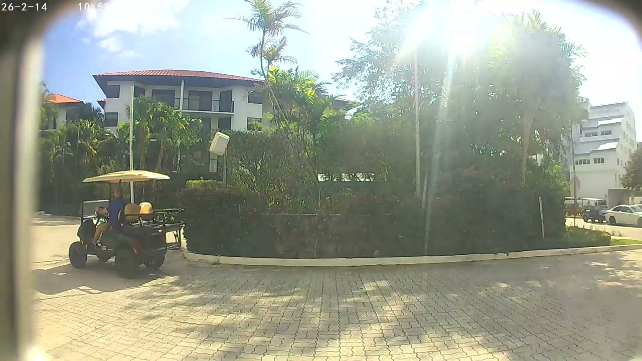 Driving golf cart into condo