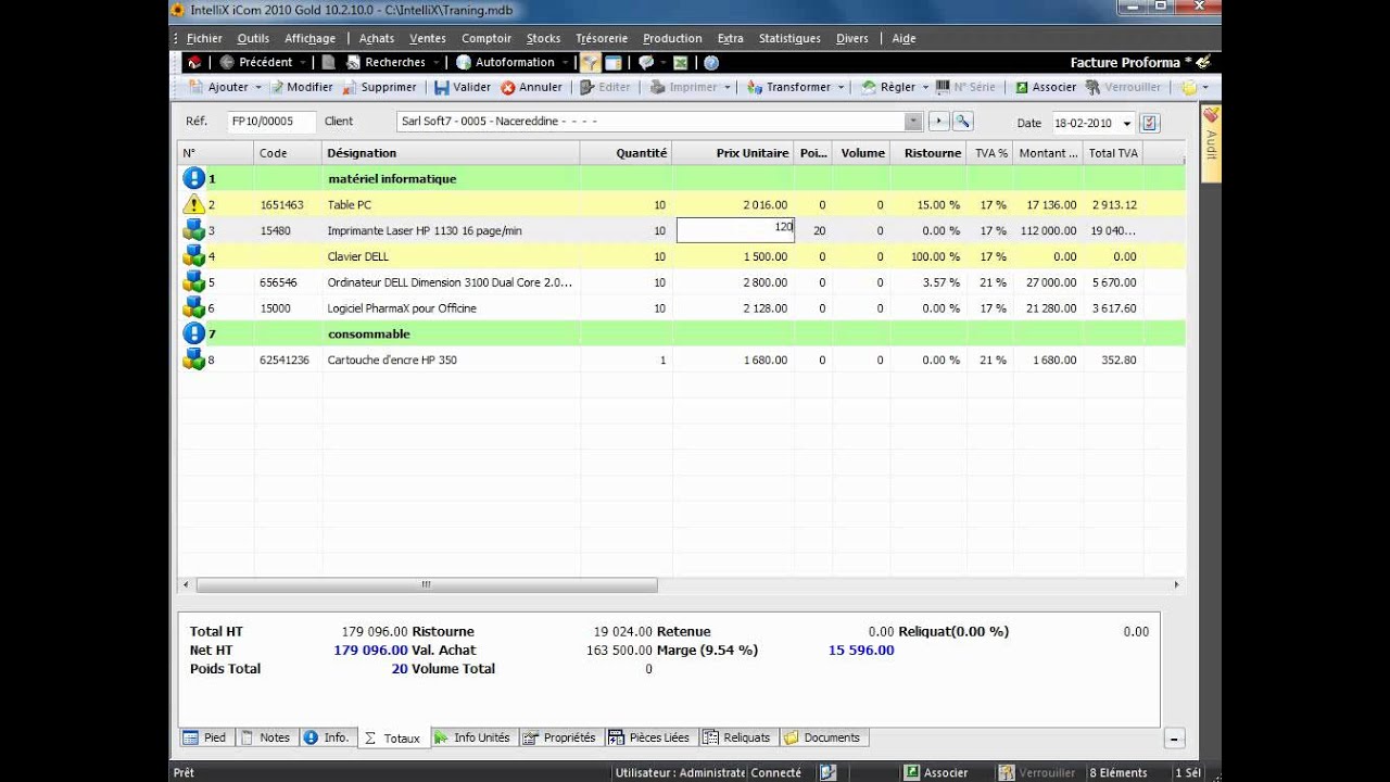 iCom - Valorisations et Contrôle de la marge bénéficière en temps de saisie