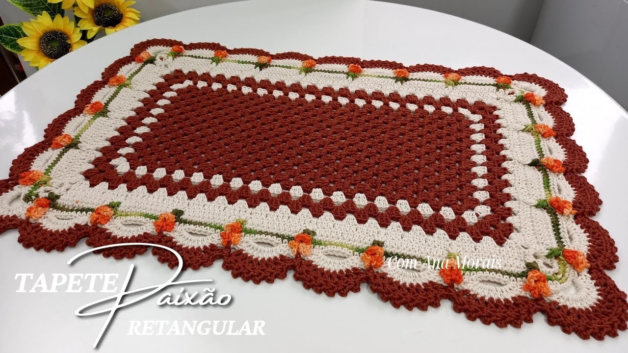 Tapete Paixão retangular em crochê lindo e muito fácil de fazer