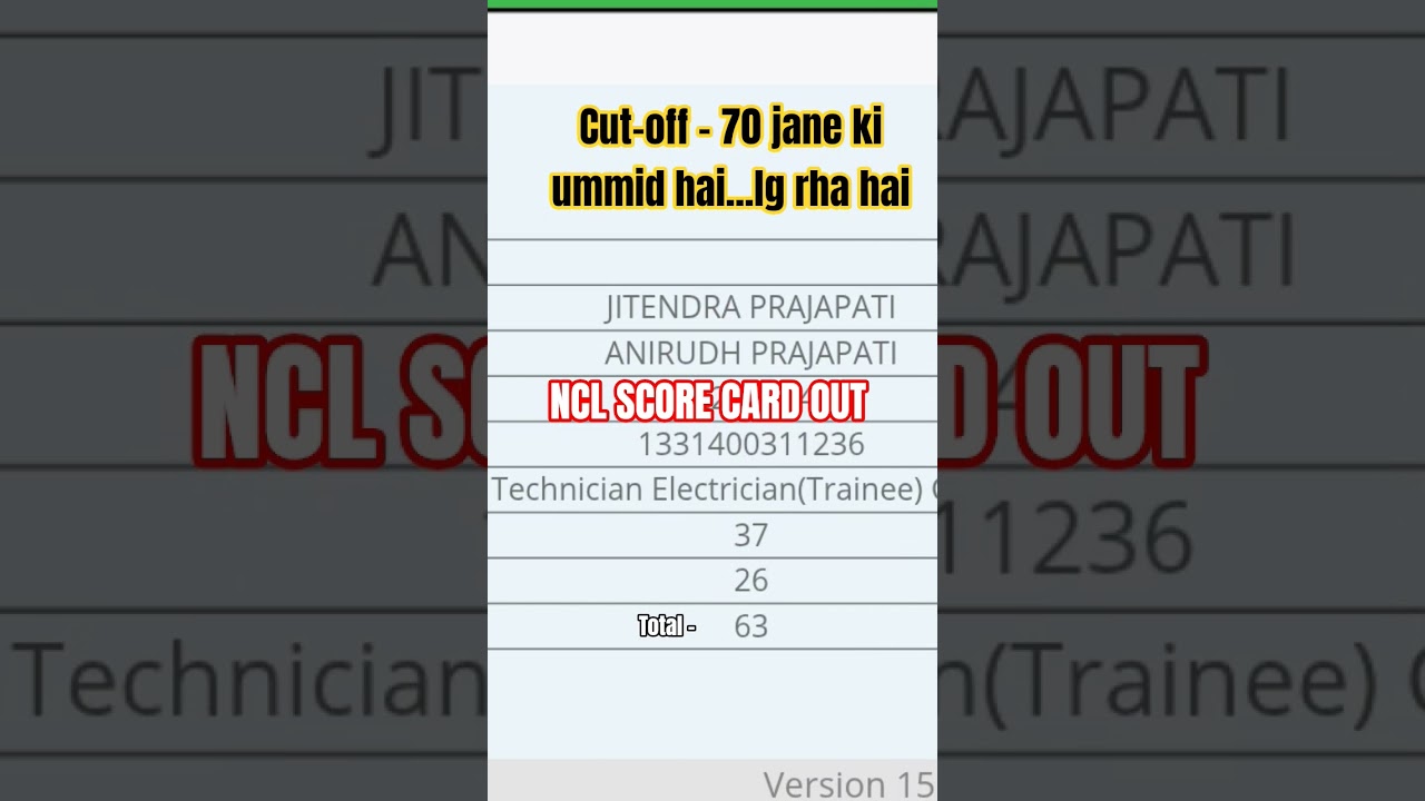NCL Technician SCORE CARD OUT #ncl #technician #result out 2025