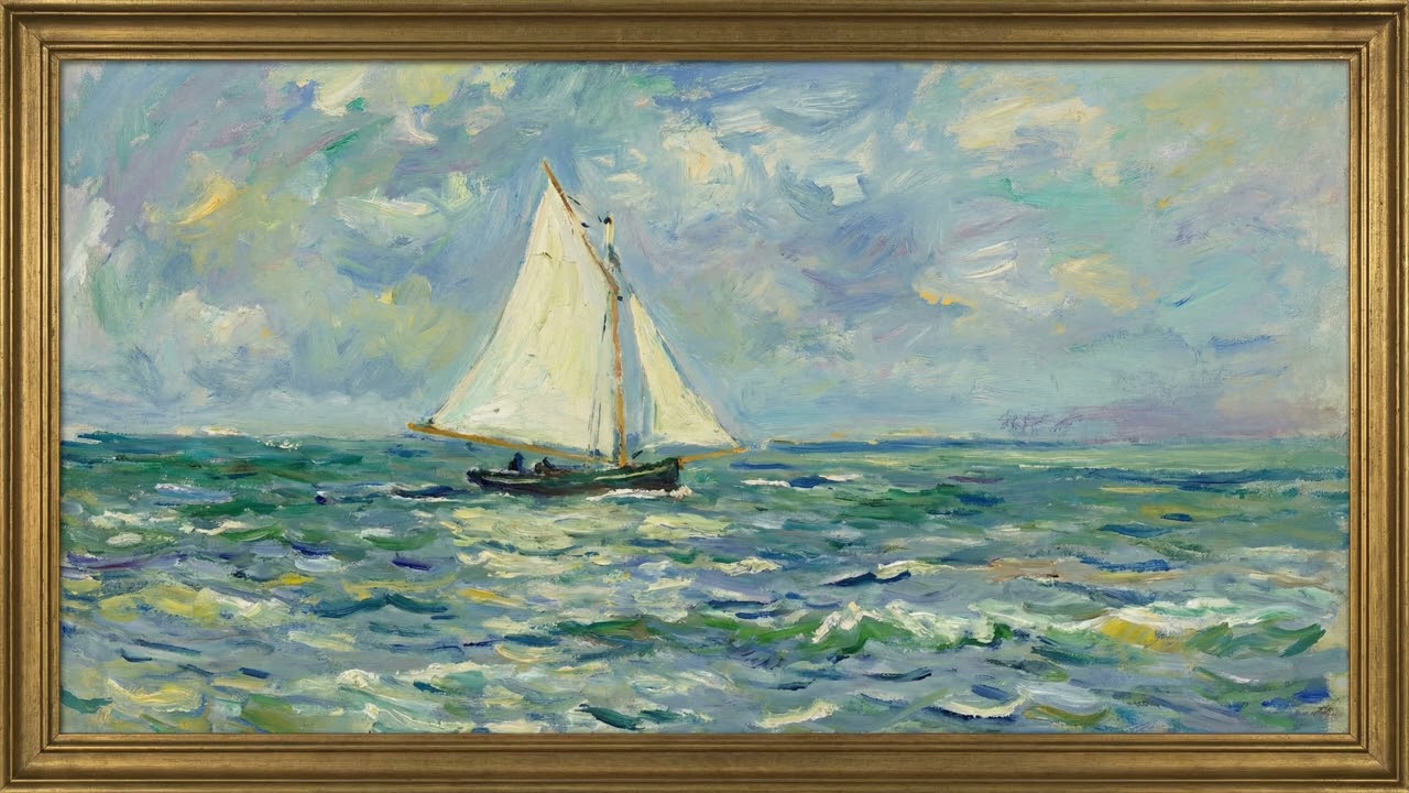 TV ART 4K | French Impressionist Claude Monet styled Serene Sailing scenes | No Sound 3 Hrs