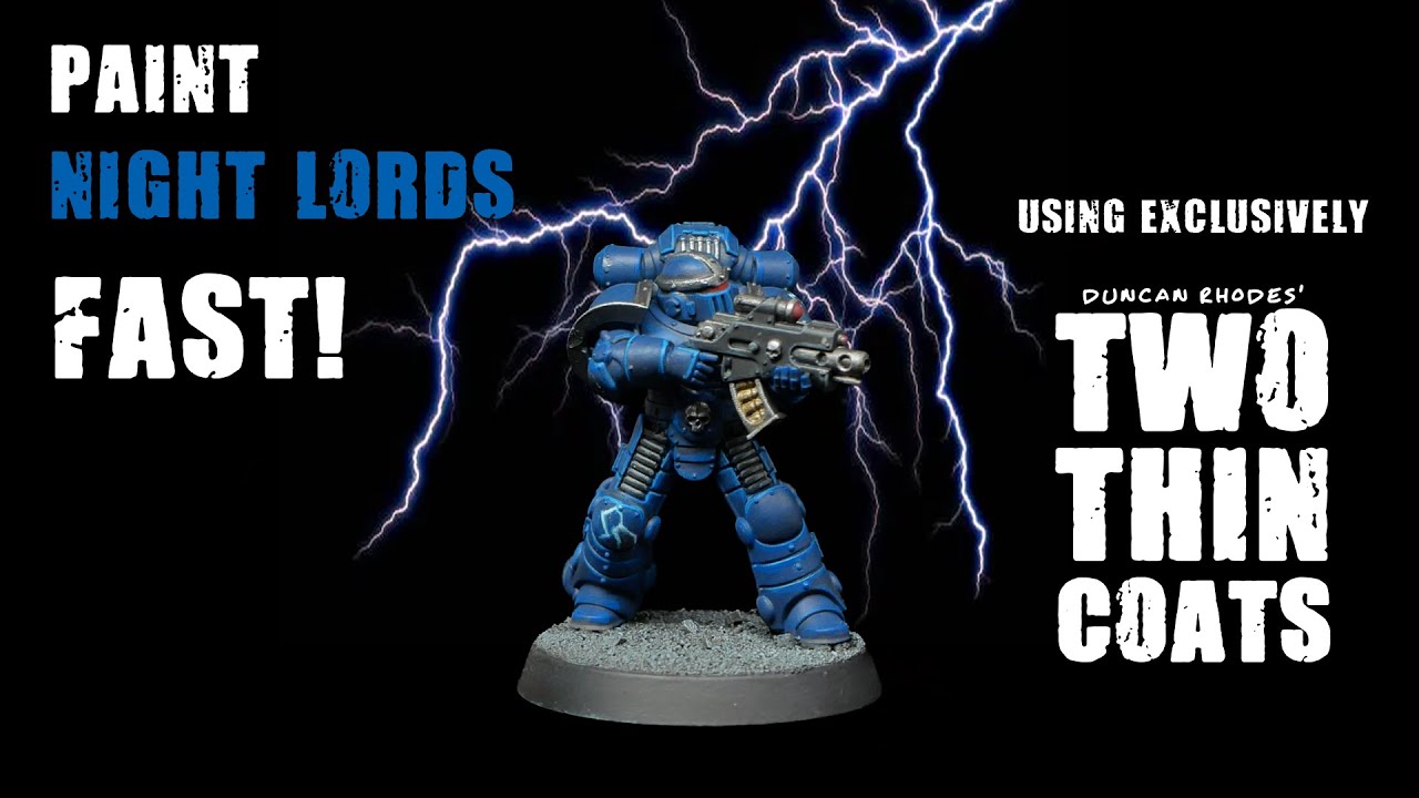 How to Paint Night Lords Space Marines for Horus Heresy Using Two Thin Coats Paints