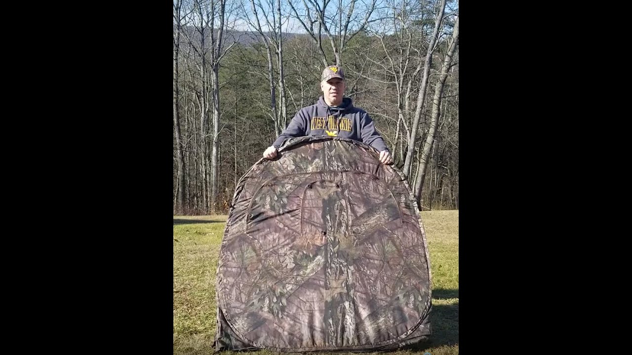 Folding up a hunting blind