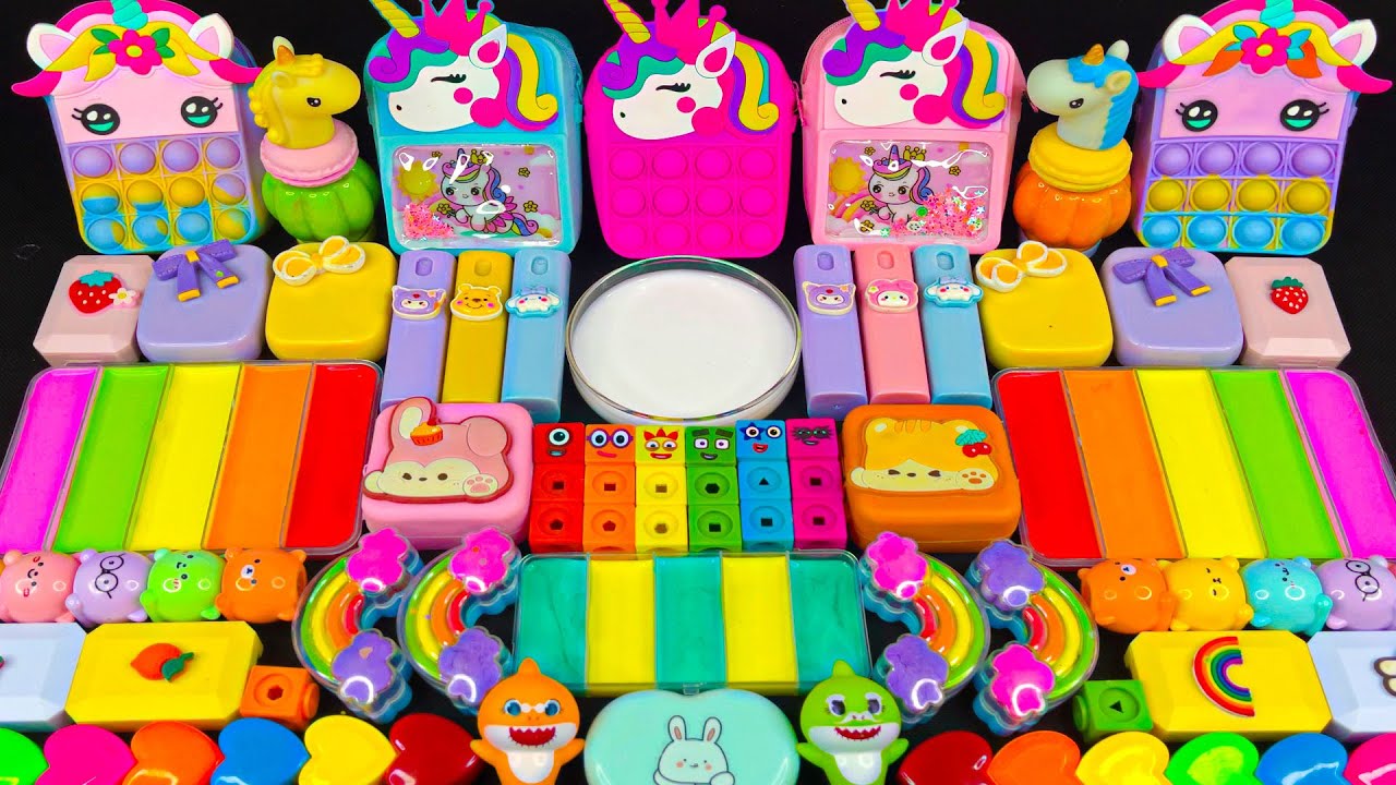 🌈مزج عشوائي للسلازيم ASMR 🌈 🦄 يونيكورن قوس قزح ماي ليتل بوني ضد السلايم اللامع | مزج عشوائي