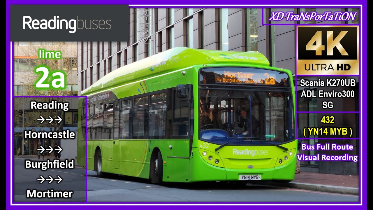 [Reading buses] lime 2a ~ Reading ➝ Mortimer, Glenapp Grange (via Burghfield Common)【4K UW】