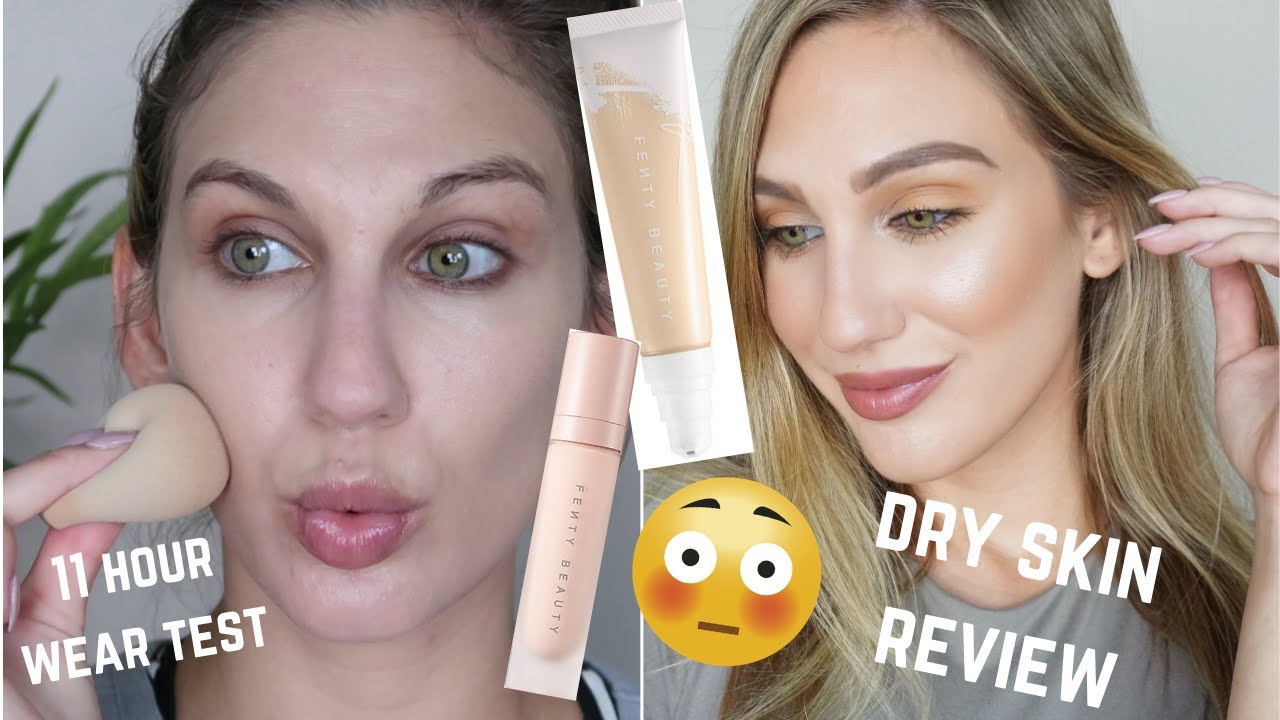 FENTY HYDRATING FOUNDATION + PRIMER  11 HOUR WEAR TEST &  REVIEW  DRY SKIN