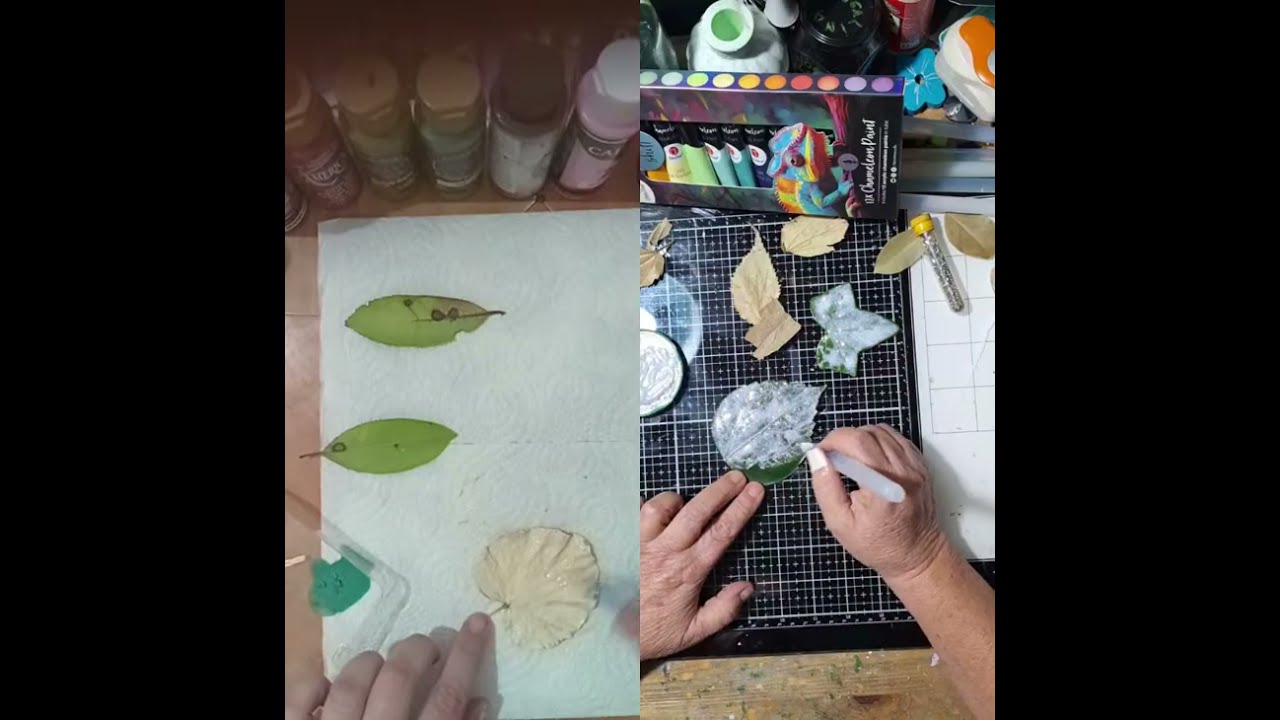 Hojas naturales + pintura | Directo creativo