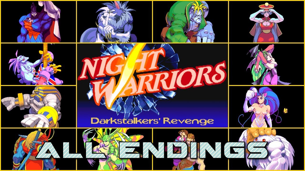 Night Warriors - Darkstalkers' Revenge - All Endings - Arcade