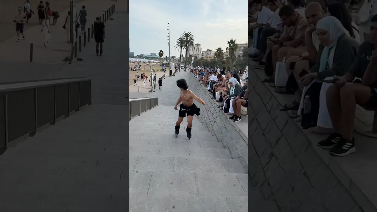 Inline skating fun in Barcelona, Spain                  #skate #rollerskating #barcelona