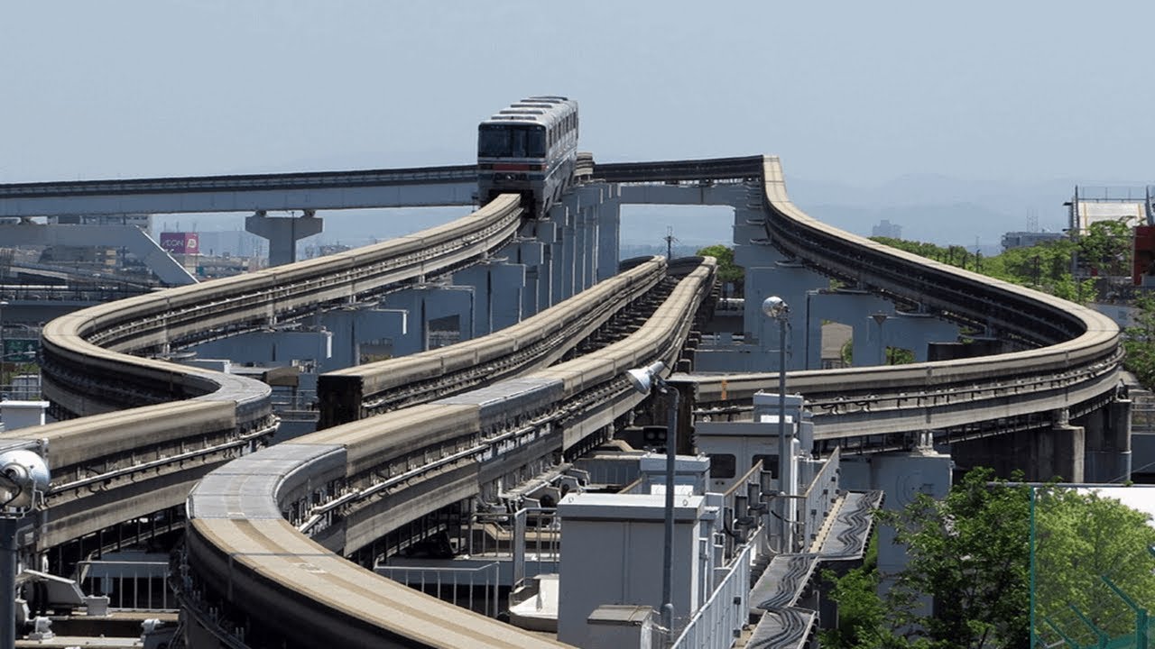 japan's monorail track switching,hd
