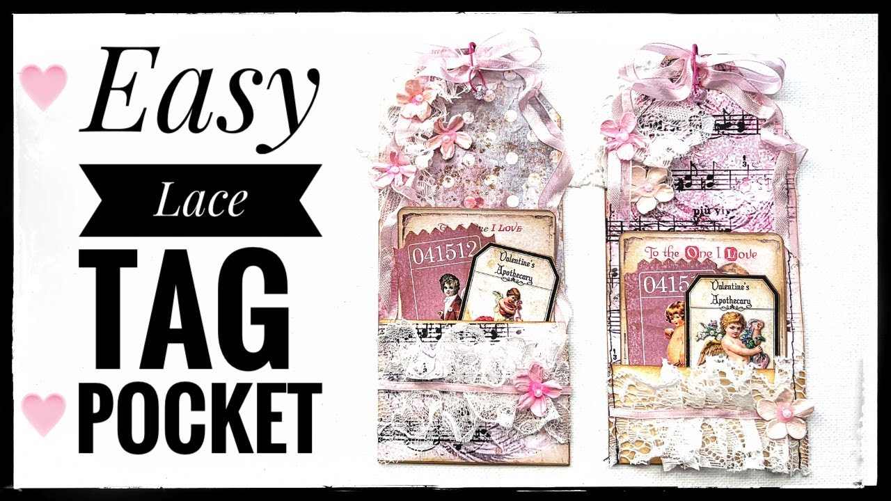 Easy - Lace Tag With Pocket - Junk Journal