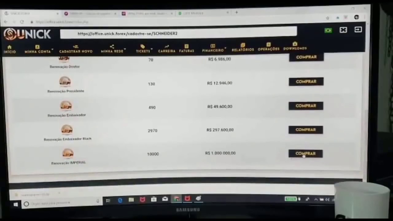 Pacote Embaixador Unick Forex sendo pago UM MILH&Atilde;O