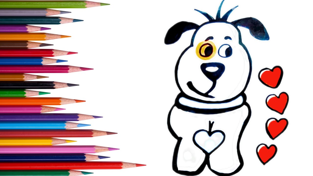 Cute Puppy Drawing for Kids | Easy Dog Drawing & Coloring ❤️