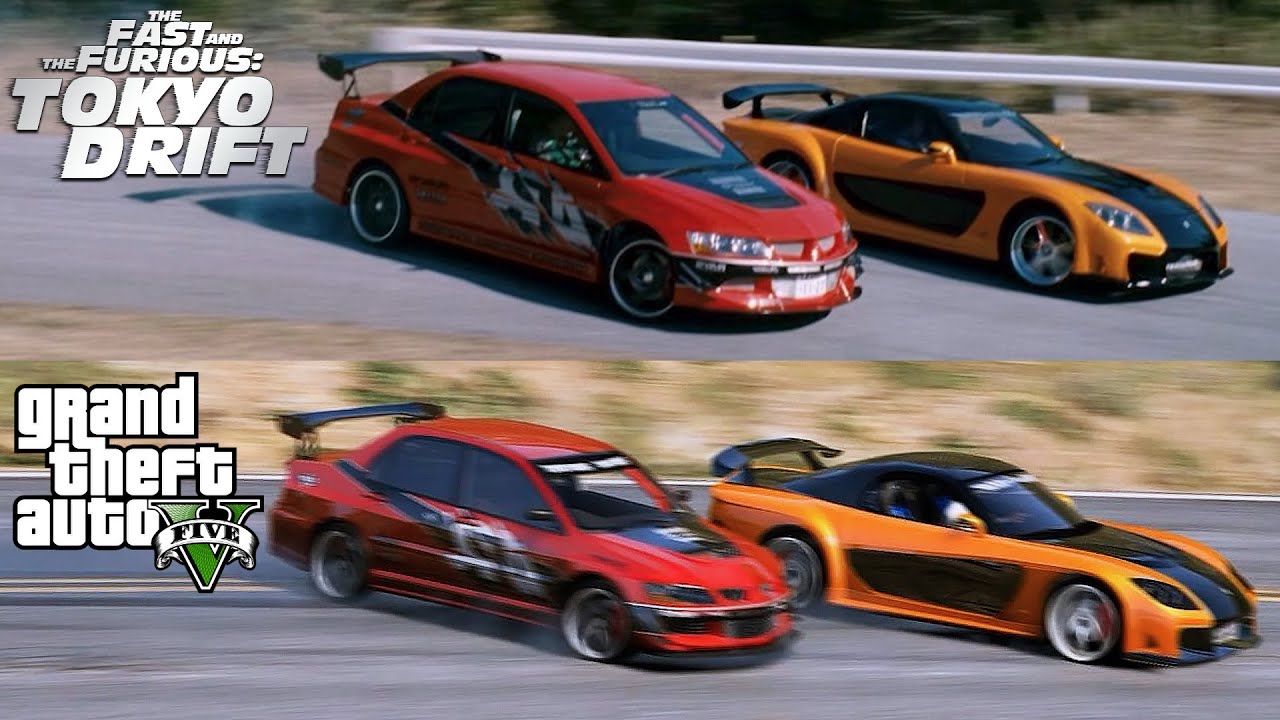 GTA V - Tokyo Drift Lancer Evo Scene (Comparison) 