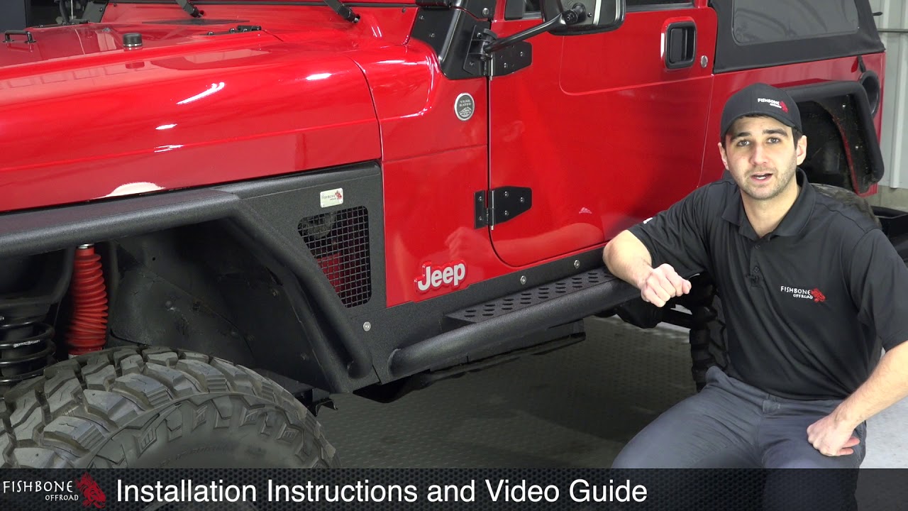 Обзор силовых порогов с подножками для Jeep TJ Wrangler | FB23028 FB23027