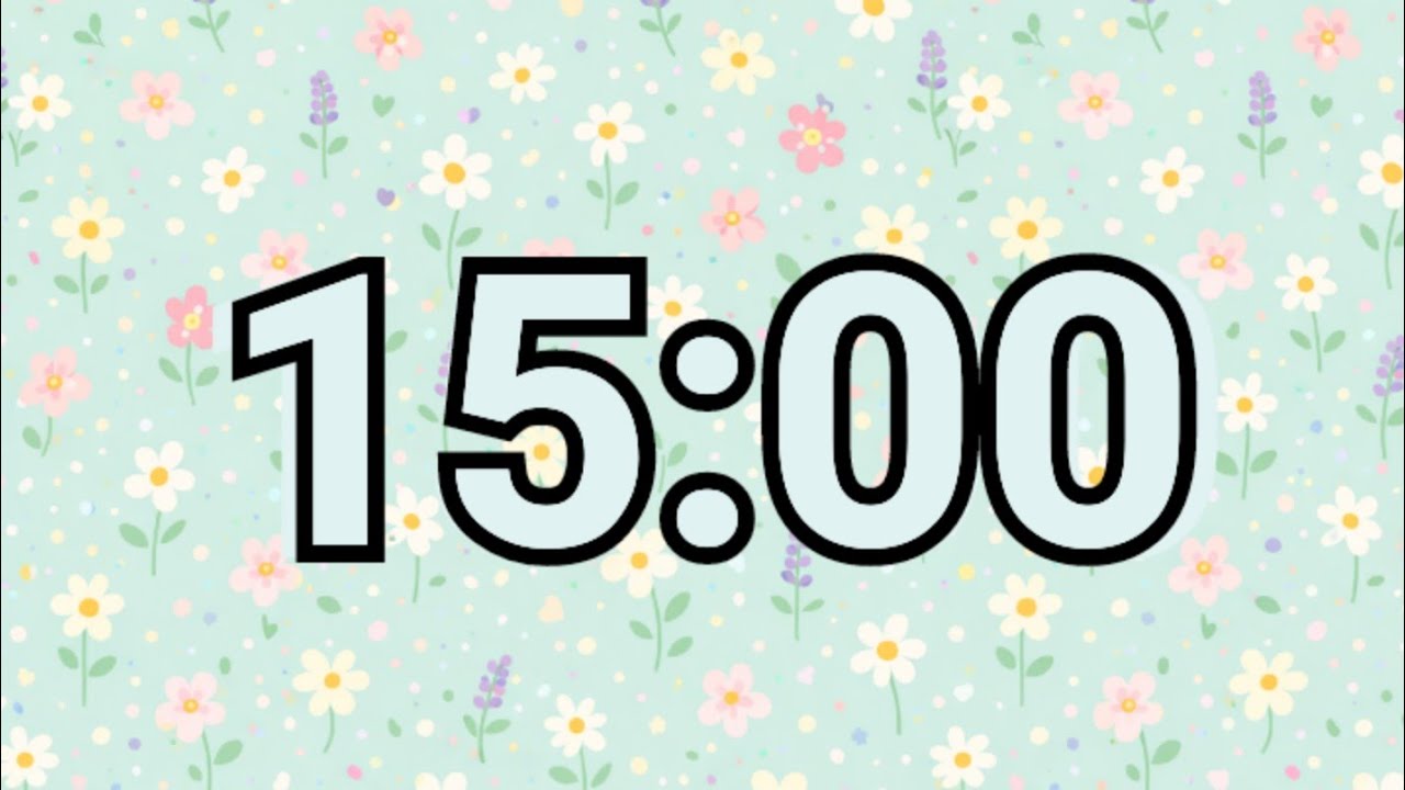 15-Minute Pastel Spring Flower Timer | Cute Classroom Focus Countdown