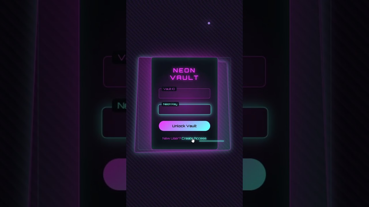 Neon Vault Access Login Form Using HTML CSS|#coding #websitedesign #animatedloginform #shorts #css