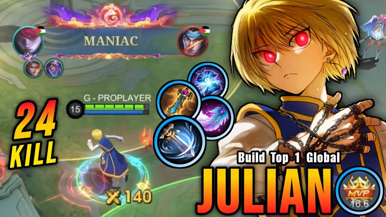 24 Kills + MANIAC!! Julian Insane Attack Speed Build - Build Top 1 Global Julian ~ MLBB