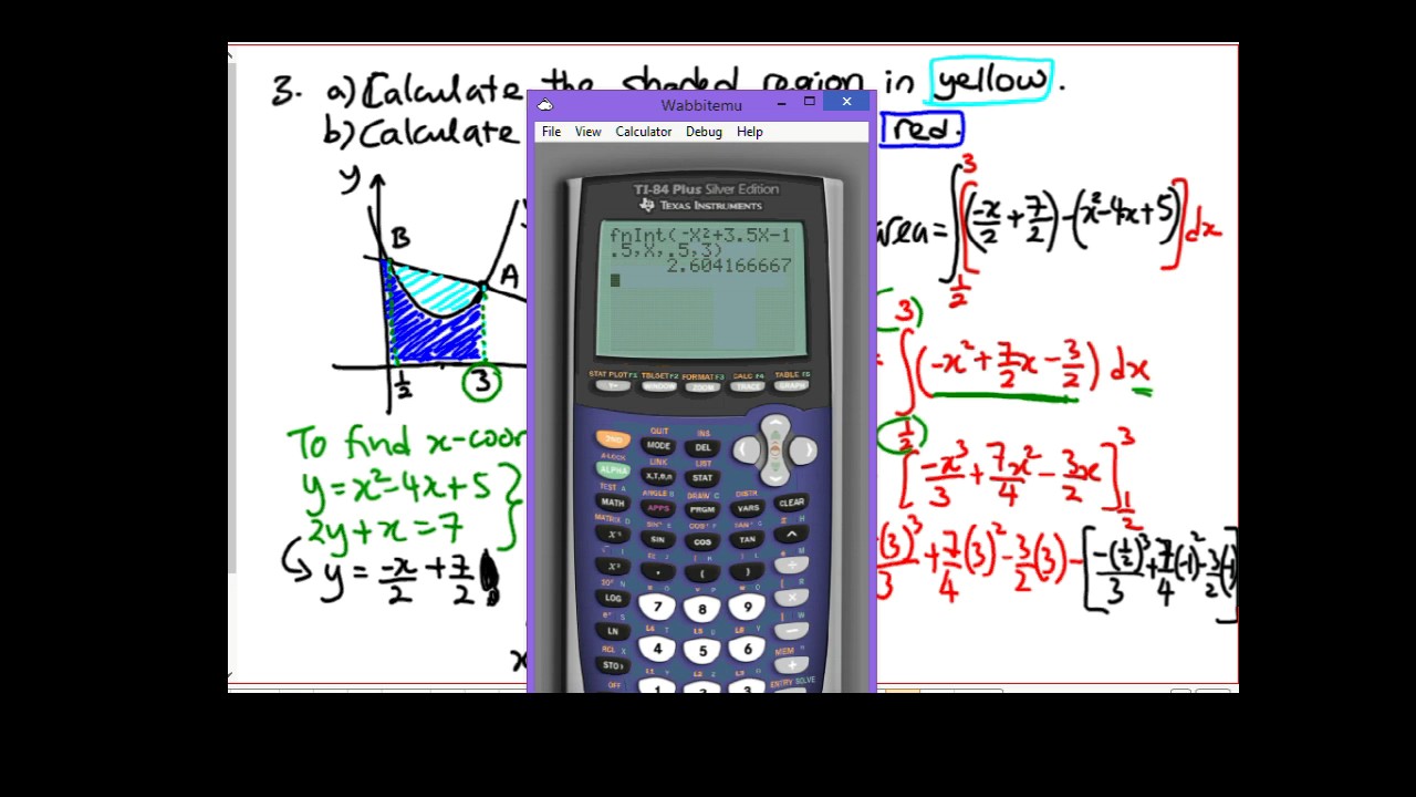 Area between two curves with integration