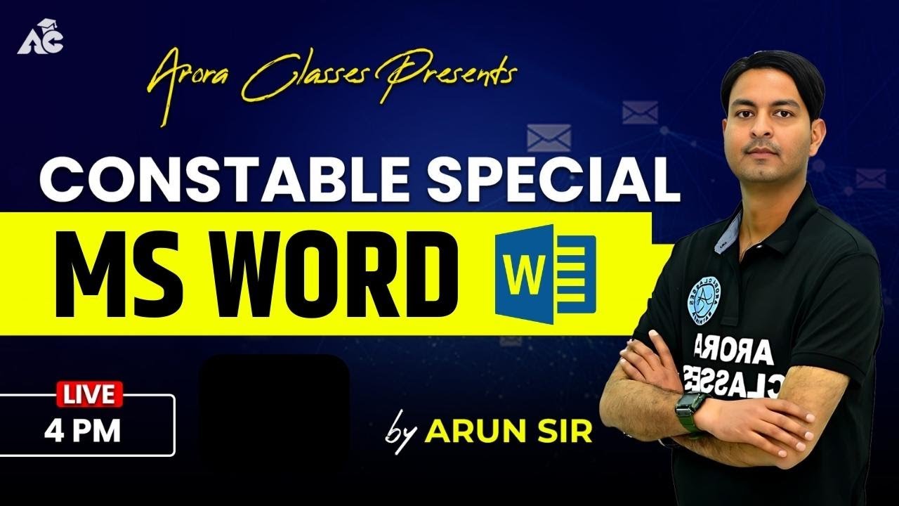 COMPUTER | MS - WORD | CONSTABLE SPECIAL | LIVE | 4:00 PM | ARORA CLASSES BATHINDA #constable