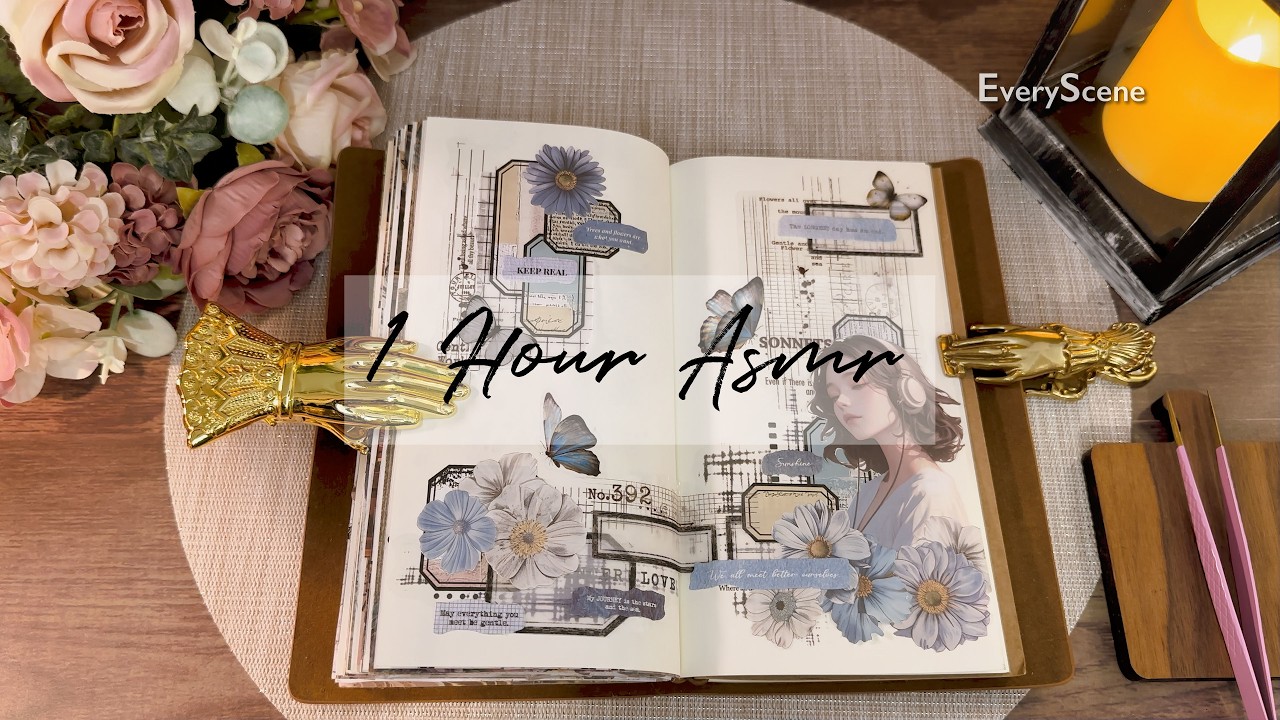 ASMR for sleep 감성 충만하게 꿀잠 재워줄게 😴 | 1 Hour Art Journaling | Relaxing Sounds | #scrapbooking