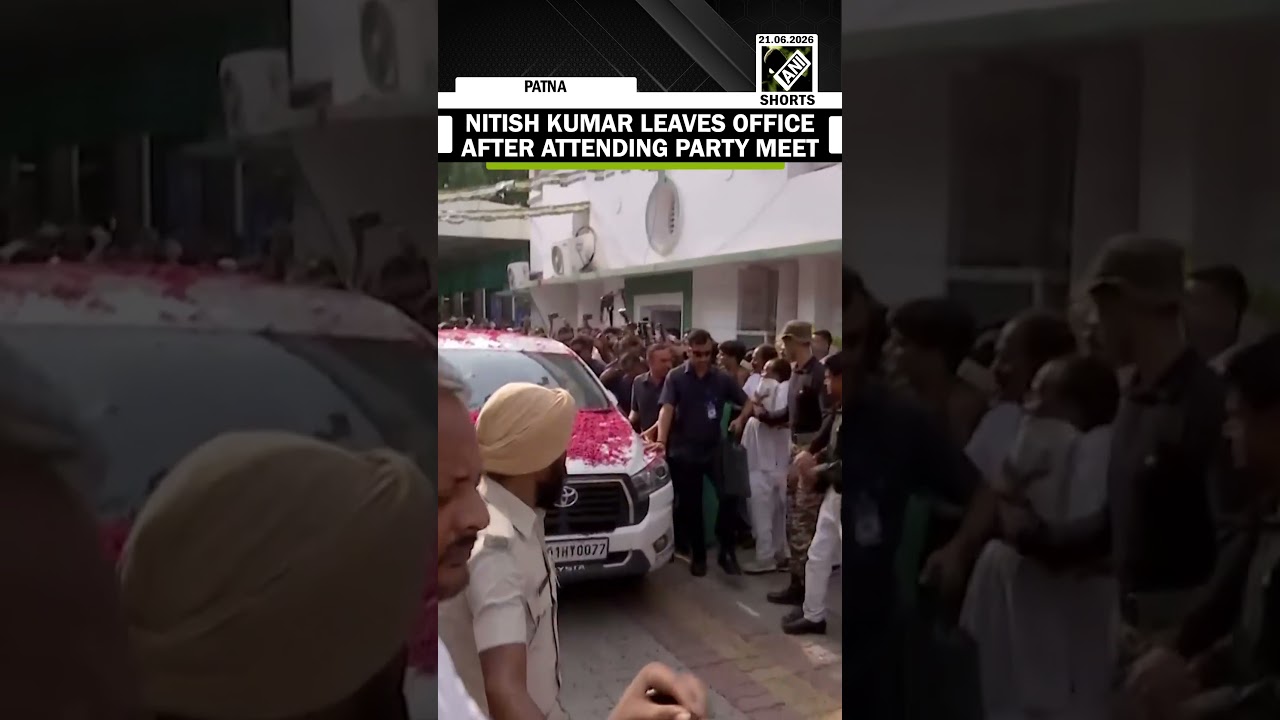 JD(U) chief Nitish Kumar exits party office after attending party's National Council Meeting.