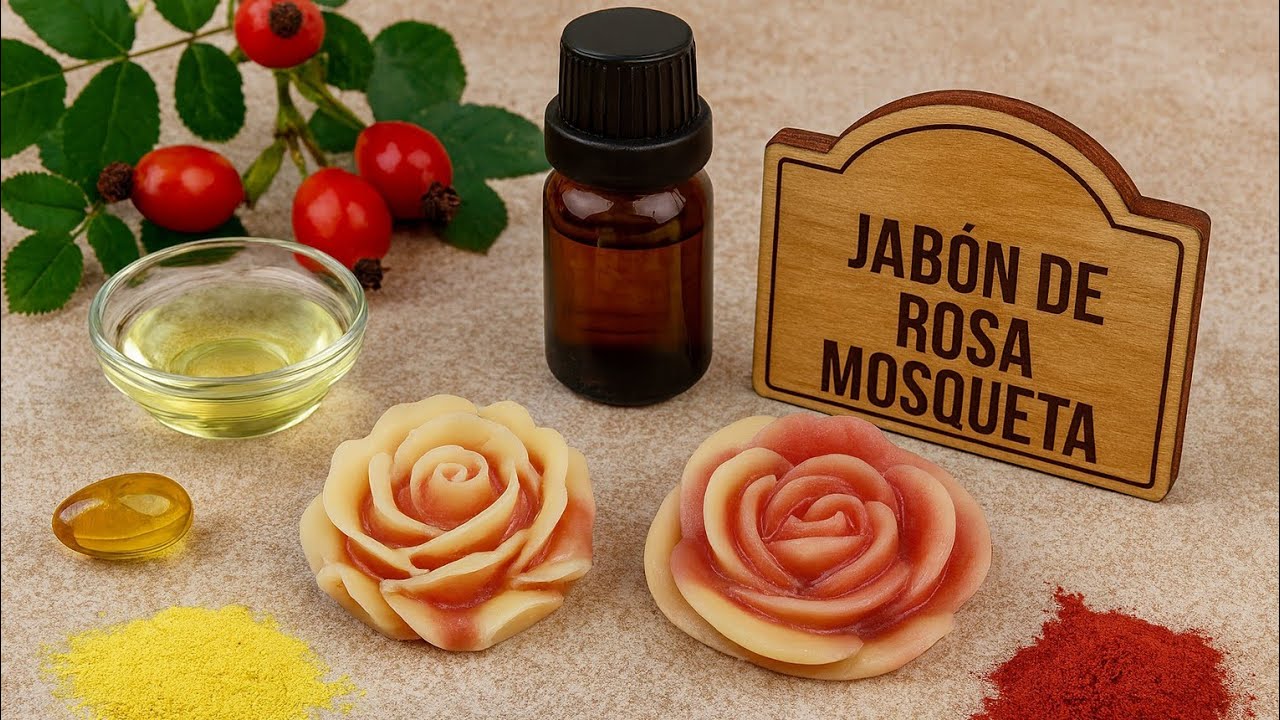 JABÓN casero de ROSA MOSQUETA : suave, nutritivo y con diseño FLORAL 🌹 #100/100